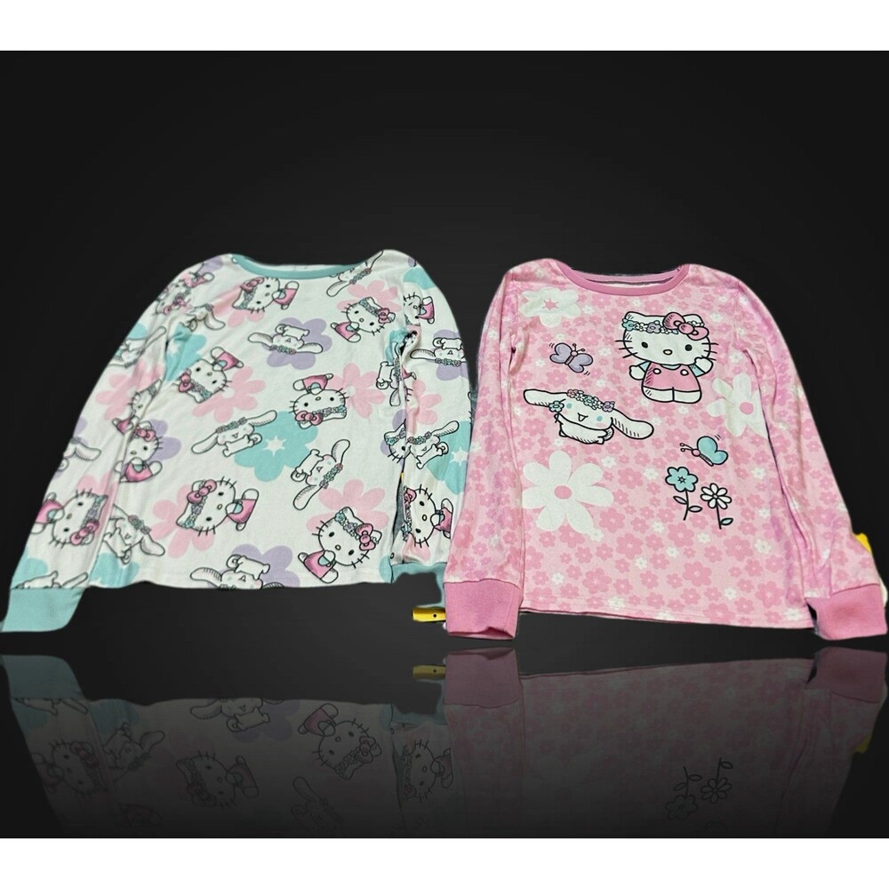 Sanrio Hello Kitty Pink & Pastel Floral Long Sleeve Tops size 8